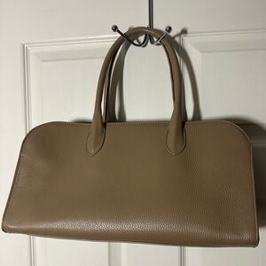 Claudia Tan Leather Top-Handle Bag
